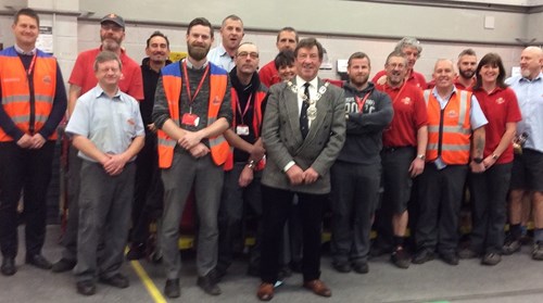Councillor Bill Glover with Richmond's Post Office employees