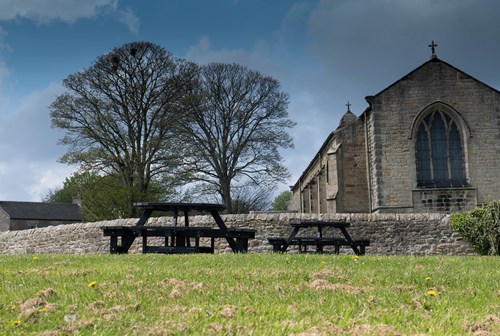 Community picnic benches in Hipswell