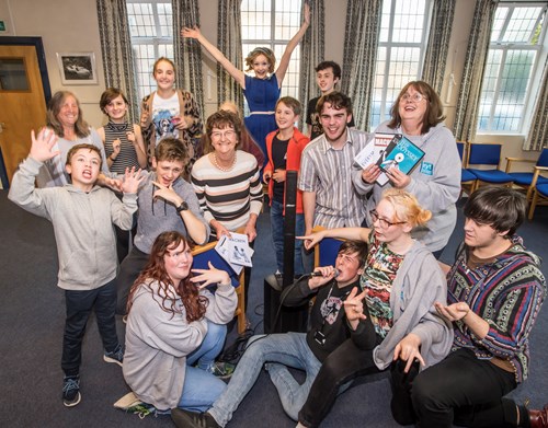 Councillor Yvonne Peacock pictured with members of the Youth Theatre