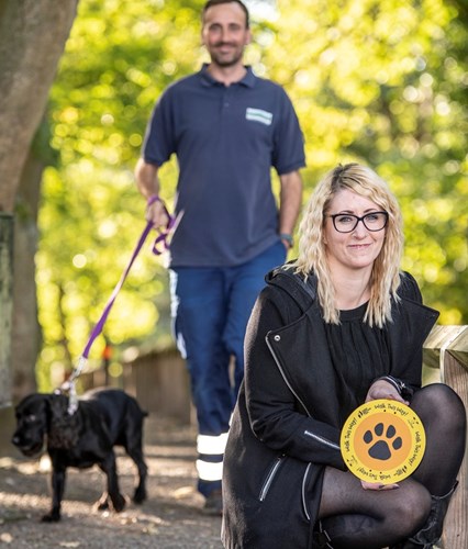 Dog warden, Lee Richardson, and Waste and Street Scene Enforcement and Monitoring Officer, Sally Dixon, on the Easby Walk.